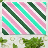 Roze en groene kerst-candy strepen theedoek (Gevouwen)