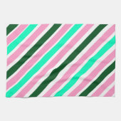 Roze en groene kerst-candy strepen theedoek (Horizontaal)