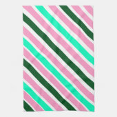Roze en groene kerst-candy strepen theedoek (Verticaal)