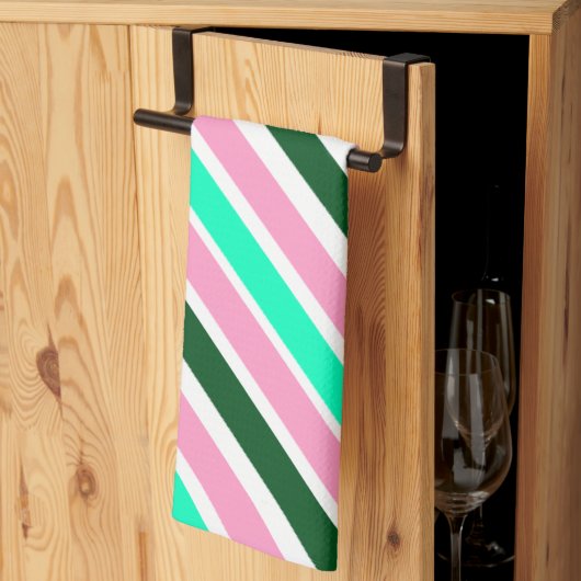 Roze en groene kerst-candy strepen theedoek (Derde Gevouwen)