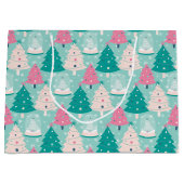 Roze en groene kerst sneeuw Wereldbollen Groot Cadeauzakje (Voorkant)