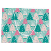 Roze en groene kerst sneeuw Wereldbollen Groot Cadeauzakje (Achterkant)