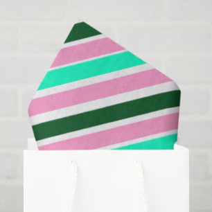 Roze en groene kerst snoep strepen tissuepapier