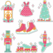 Roze en groene Kerst stickers (Voorkant)