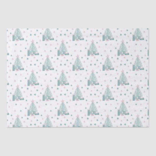 Roze en groene kerst tissuepapier (Voorkant)