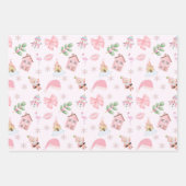 Roze en Groene Kerst Vakantie Verpakking Papier Inpakpapier Vel (Voorkant)