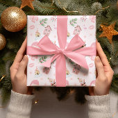 Roze en Groene Kerst Vakantie Verpakking Papier Inpakpapier Vel