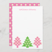 Roze en groene kerstbomen bedankkaart (Voorkant / Achterkant)