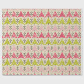 Roze en groene kerstbomen cadeaupapier (Vlak)