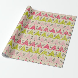 Roze en groene kerstbomen cadeaupapier