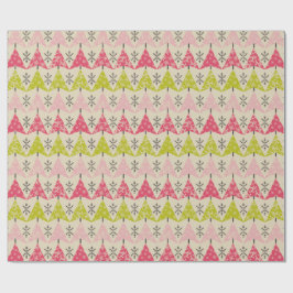 Roze en groene kerstbomen cadeaupapier