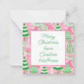 Roze en groene kerstbomen Gift Enclosure Notitiekaartje (Voorkant)