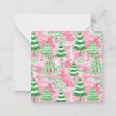 Roze en groene kerstbomen Gift Enclosure Notitiekaartje (Achterkant)
