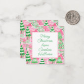 Roze en groene kerstbomen Gift Enclosure Notitiekaartje (Voorkant / Achterkant in situ)
