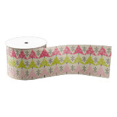 Roze en groene kerstbomen grosgrain lint (Spoel)