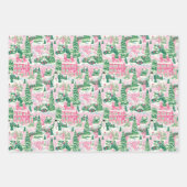 Roze en groene kerstbomen inpakpapier vel (Voorkant 3)