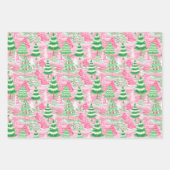 Roze en groene kerstbomen inpakpapier vel (Voorkant)