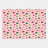 Roze en groene kerstbomen inpakpapier vel (Voorkant 2)