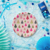Roze en groene kerstbomen papieren bordje (Feest)