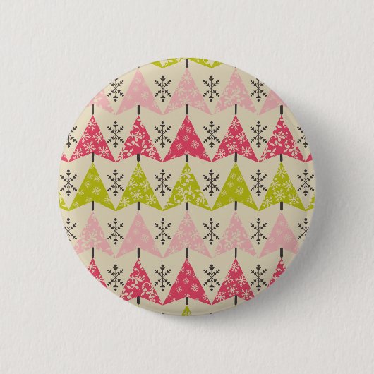 Roze en groene kerstbomen ronde button 5,7 cm (Voorkant)