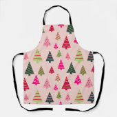 Roze en groene kerstbomen schort (Voorkant)