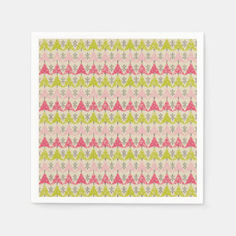 Roze en groene kerstbomen servet