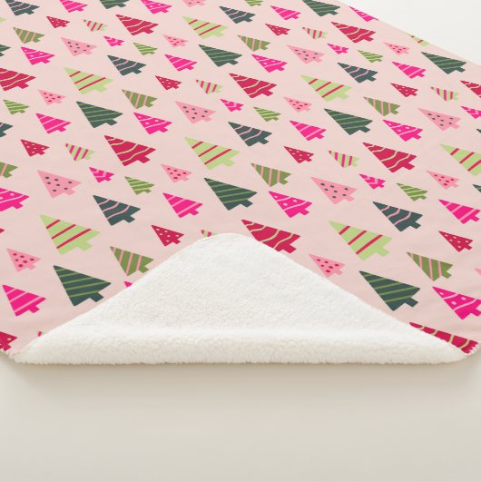 Roze en groene kerstbomen sherpa deken (3/4)