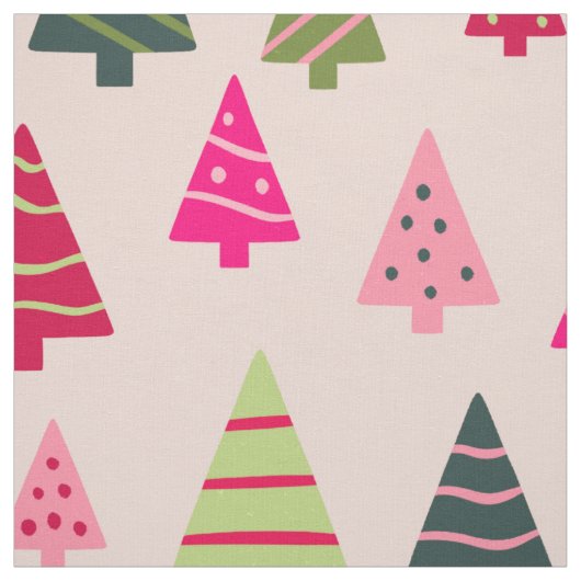Roze en groene kerstbomen stof (Swatch)