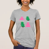Roze en groene kerstbomen t-shirt (Voorkant)