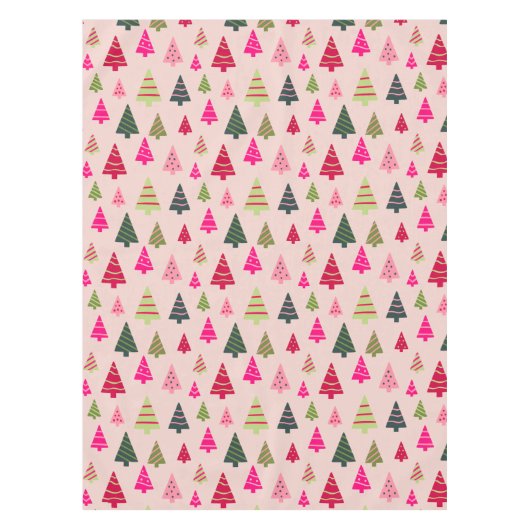 Roze en groene kerstbomen tafelkleed (Voorkant)