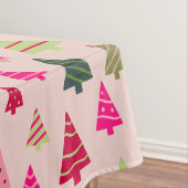 Roze en groene kerstbomen tafelkleed (Voorbeeld)