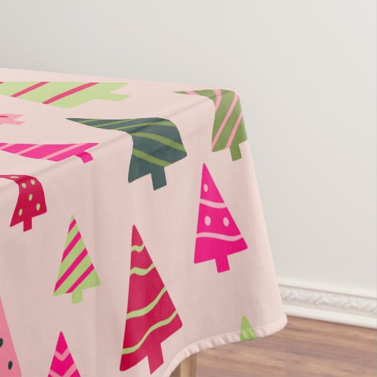 Roze en groene kerstbomen tafelkleed (Voorbeeld)