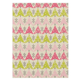 Roze en groene kerstbomen. tafelkleed