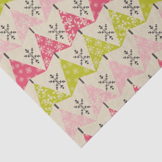 Roze en groene kerstbomen tissuepapier (Detail)