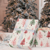 roze en groene kerstbomen vakantie cadeaupapier