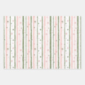 Roze en groene kerstboom bogen snoepstokken inpakpapier vel (Voorkant 3)