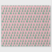 Roze en groene kerstboom cadeaupapier (Vlak)