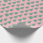 Roze en groene kerstboom cadeaupapier (Hoek)