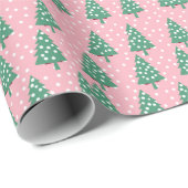 Roze en groene kerstboom cadeaupapier (Rol Hoek)