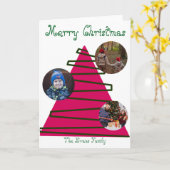 Roze en groene kerstboom kaart (Gele Bloem)