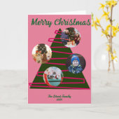 Roze en groene kerstboom kaart (Gele Bloem)