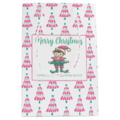 Roze en groene kerstboom medium cadeauzakje (Voorkant)