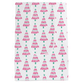 Roze en groene kerstboom medium cadeauzakje (Achterkant)