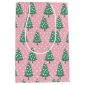 Roze en groene kerstboom medium cadeauzakje (Voorkant)