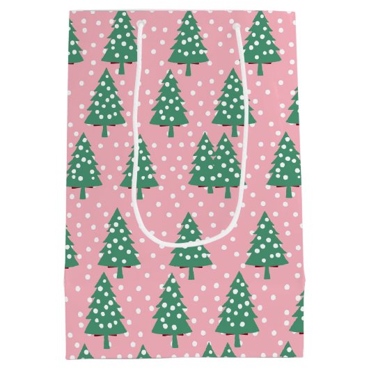 Roze en groene kerstboom medium cadeauzakje (Achterkant)
