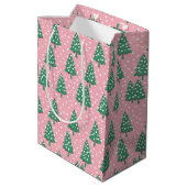 Roze en groene kerstboom medium cadeauzakje (Achterkant Gekanteld)