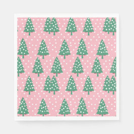 Roze en groene kerstboom servet