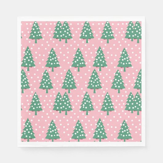 Roze en groene kerstboom servet (Voorkant)