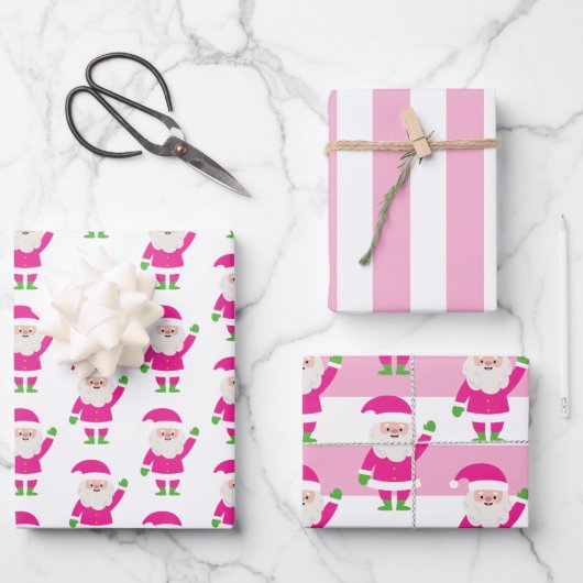 Roze en groene kerstcadeaupapier voor kerstontstek inpakpapier vel (Voorkant)