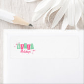 Roze en groene kerstfeestdagen Adresetiketten Etiket (Insitu)